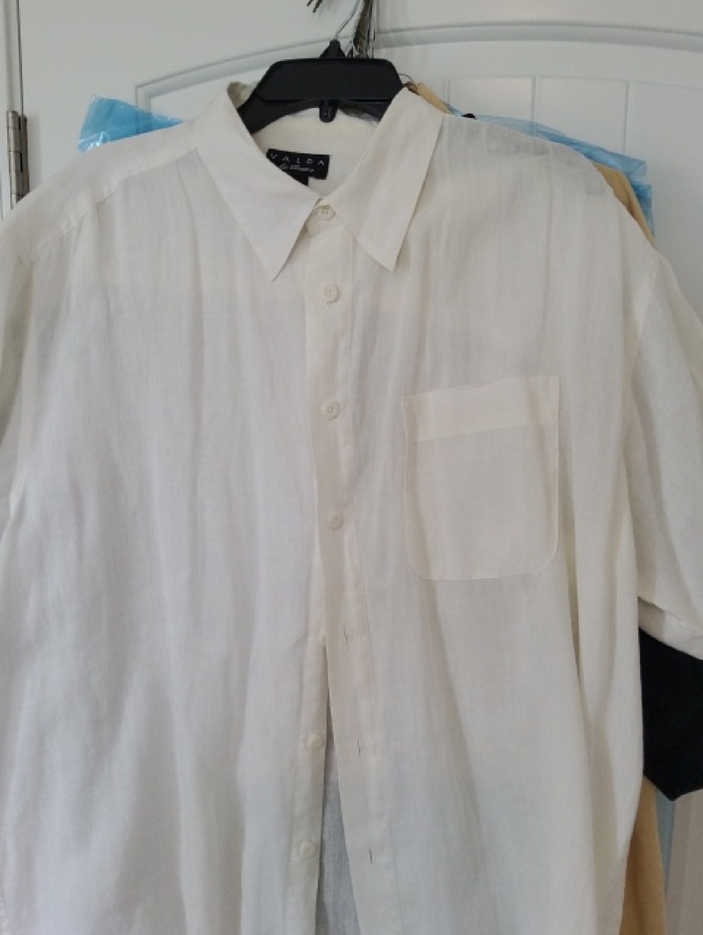 Men's Short-Sleeve Button-Up 100 Linen  Shirt in Off-White